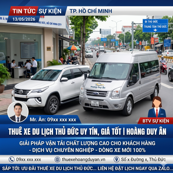Công Ty TNHH Hoàng Duy Ân: Đơn Vị Cho Thuê Xe Du Lịch Uy Tín Hàng Đầu Tại TP. Hồ Chí Minh