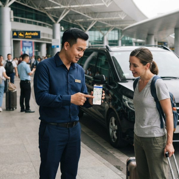 Kiểm tra điểm đón, điểm trả khi sử dụng đưa đón sân bay