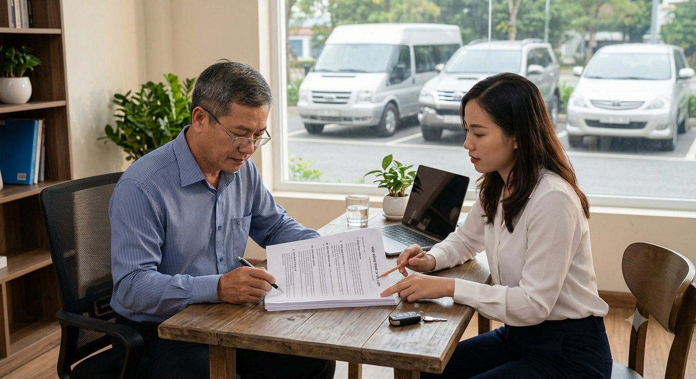 Kiểm tra các điều khoản hợp đồng thuê xe